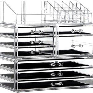 Multifunctional 8 Drawer Clear Makeup Organizer for Beauty Products & Jewelry